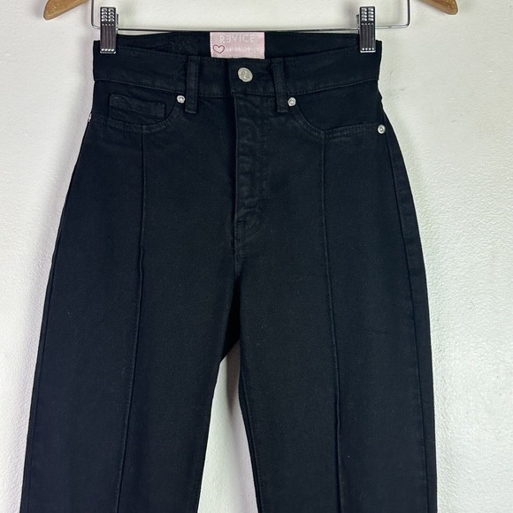 REVICE Denim Avalon Flare Jeans Size 23 High Rise Cut Out Raw Hem Black - Picture 7 of 15